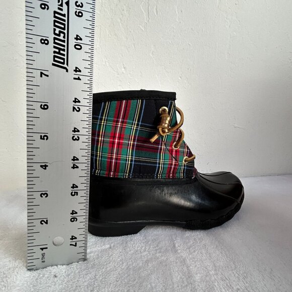 J.Crew Sperry Saltwater Plaid Navy Boots Size 6M Waterproof Rubber J9516 NWOT - Picture 5 of 8